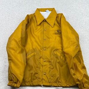 VTG Ebert Sportswear Mens Jacket Mustard Yellow Nylon Windbreaker Large Made USA
